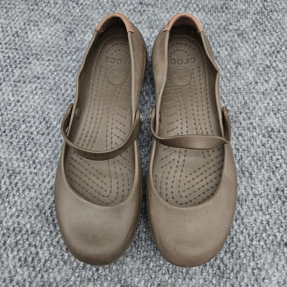 Crocs Alice (Women's 8) Brown Mary Jane Flats Comfort Casual Slip On Shoes Flats